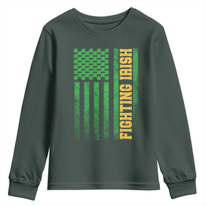 Vintage Fighting Irish Shamrock American Flag Youth Sweatshirt