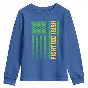 Vintage Fighting Irish Shamrock American Flag Youth Sweatshirt