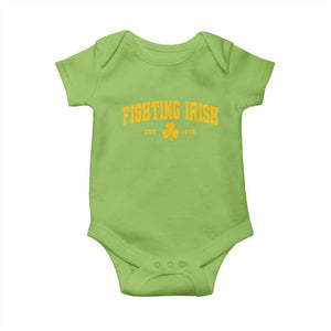 Fighting Irish Est 1842 Baby Onesie Vintage Varsity Sports Jersey Style Gold Shamrock