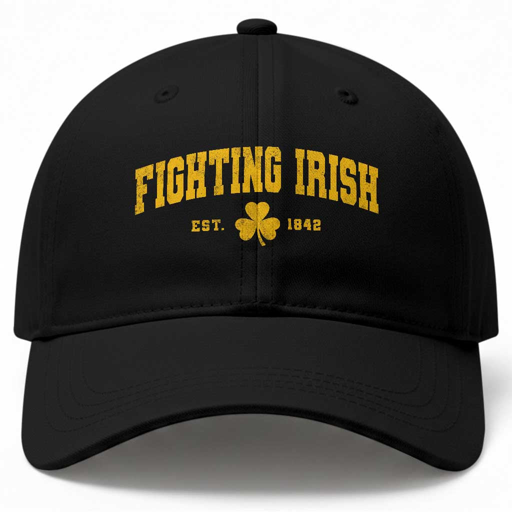 Fighting Irish Est 1842 Baseball Cap Vintage Varsity Sports Jersey Style Gold Shamrock TS11 Print Your Wear