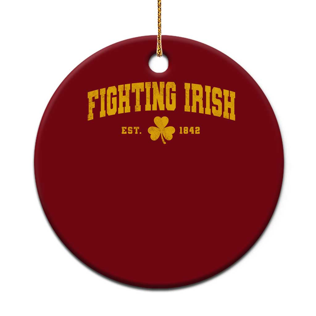 Fighting Irish Est 1842 Ceramic Ornament Vintage Varsity Sports Jersey Style Gold Shamrock TS11 1pc Red Print Your Wear