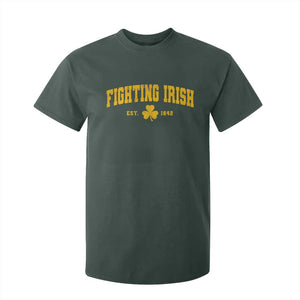 Fighting Irish Est 1842 T Shirt For Kid Vintage Varsity Sports Jersey Style Gold Shamrock