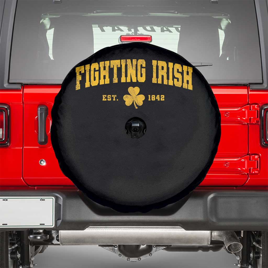 Fighting Irish Est 1842 Spare Tire Cover Vintage Varsity Sports Jersey Style Gold Shamrock