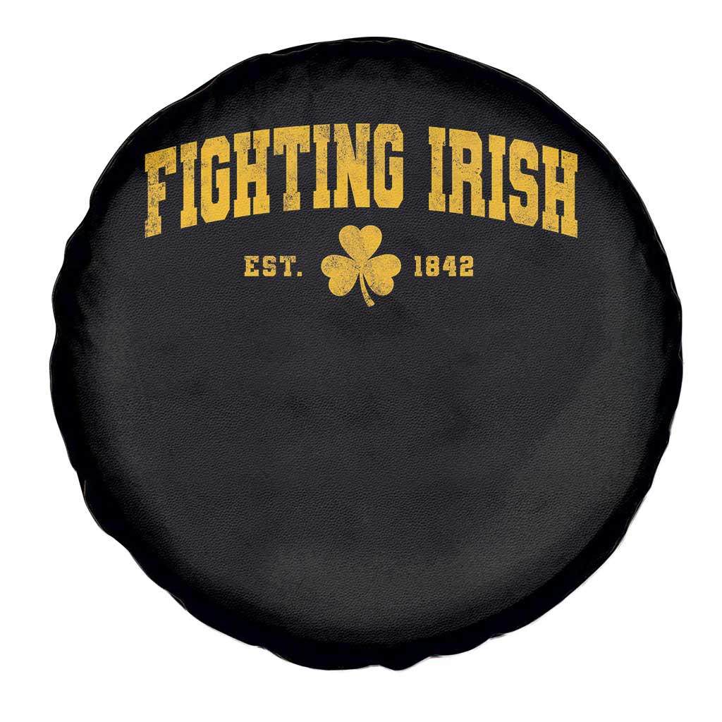 Fighting Irish Est 1842 Spare Tire Cover Vintage Varsity Sports Jersey Style Gold Shamrock