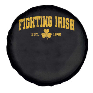 Fighting Irish Est 1842 Spare Tire Cover Vintage Varsity Sports Jersey Style Gold Shamrock