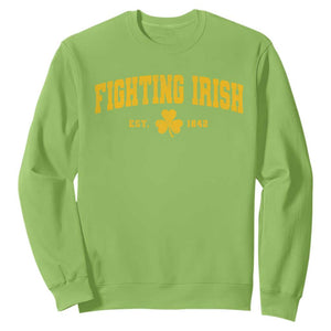 Fighting Irish Est 1842 Sweatshirt Vintage Varsity Sports Jersey Style Gold Shamrock