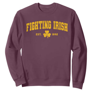Fighting Irish Est 1842 Sweatshirt Vintage Varsity Sports Jersey Style Gold Shamrock
