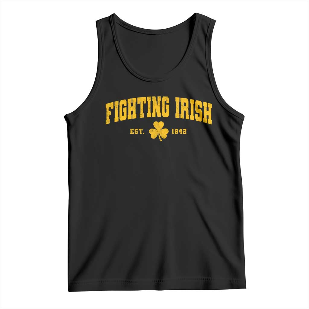 Fighting Irish Est 1842 Tank Top Vintage Varsity Sports Jersey Style Gold Shamrock TS11 Black Print Your Wear