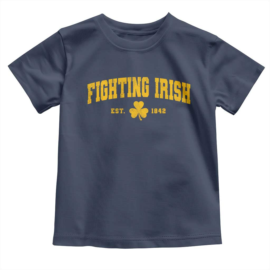 Fighting Irish Est 1842 Toddler T Shirt Vintage Varsity Sports Jersey Style Gold Shamrock