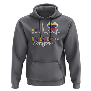 Venezuelan Pride Hoodie Venezuela En Mi Corazon Heartbeat Flag Star TS11 Charcoal Print Your Wear