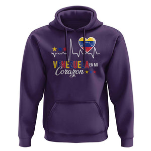Venezuelan Pride Hoodie Venezuela En Mi Corazon Heartbeat Flag Star TS11 Purple Print Your Wear