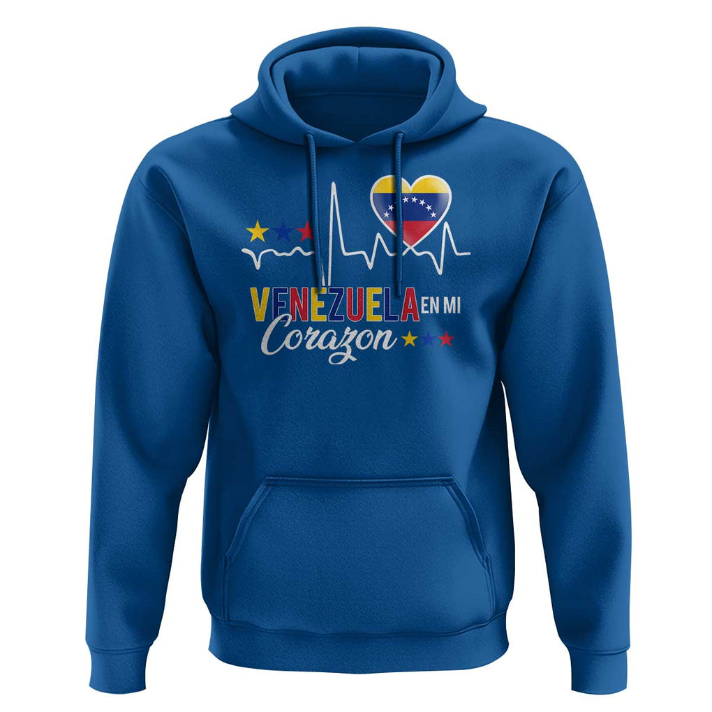 Venezuelan Pride Hoodie Venezuela En Mi Corazon Heartbeat Flag Star TS11 Royal Blue Print Your Wear