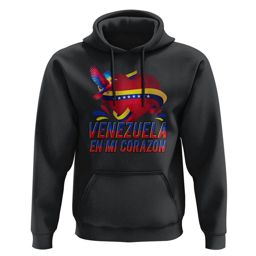 Venezuelan Pride Hoodie Venezuela En Mi Corazon Heart Flag Bird TS11 Black Print Your Wear