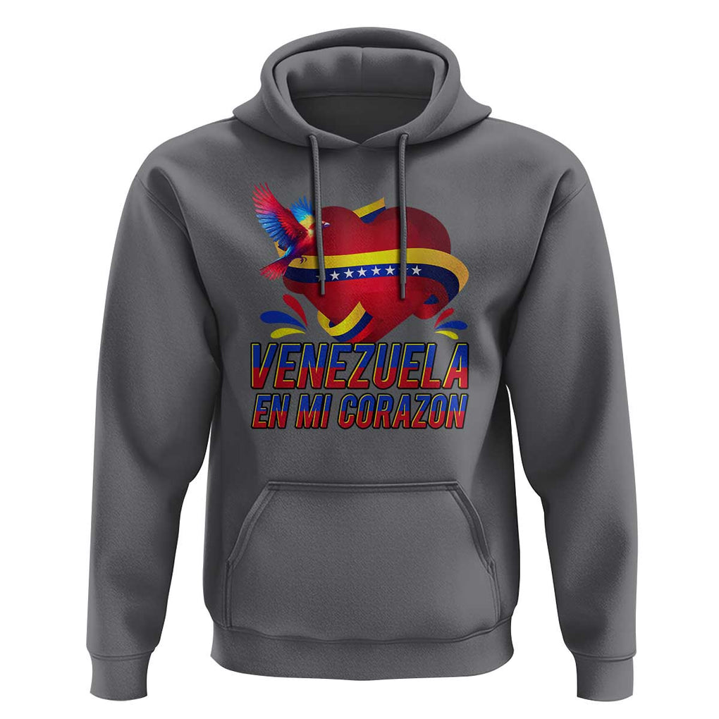 Venezuelan Pride Hoodie Venezuela En Mi Corazon Heart Flag Bird TS11 Charcoal Print Your Wear