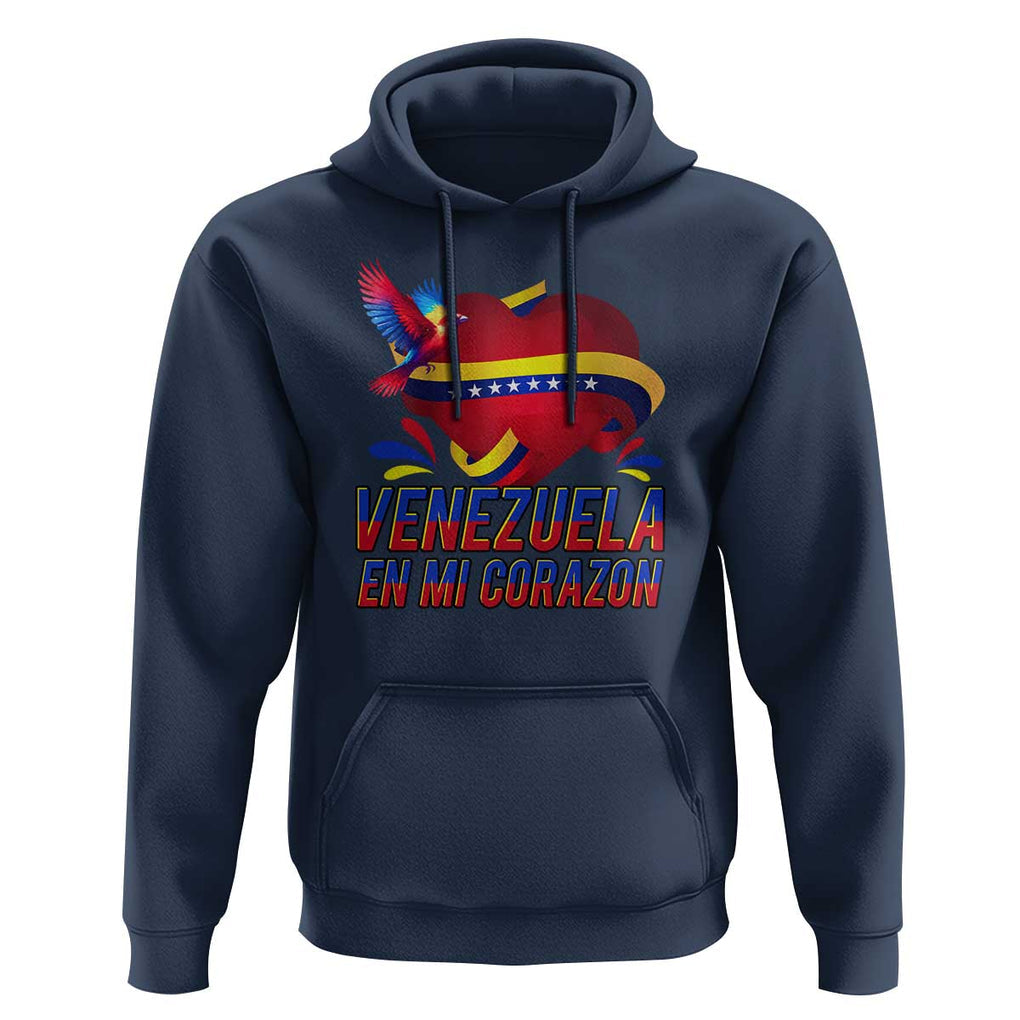 Venezuelan Pride Hoodie Venezuela En Mi Corazon Heart Flag Bird TS11 Navy Print Your Wear