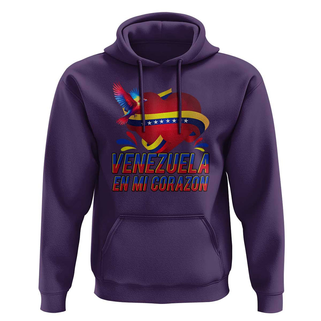 Venezuelan Pride Hoodie Venezuela En Mi Corazon Heart Flag Bird TS11 Purple Print Your Wear