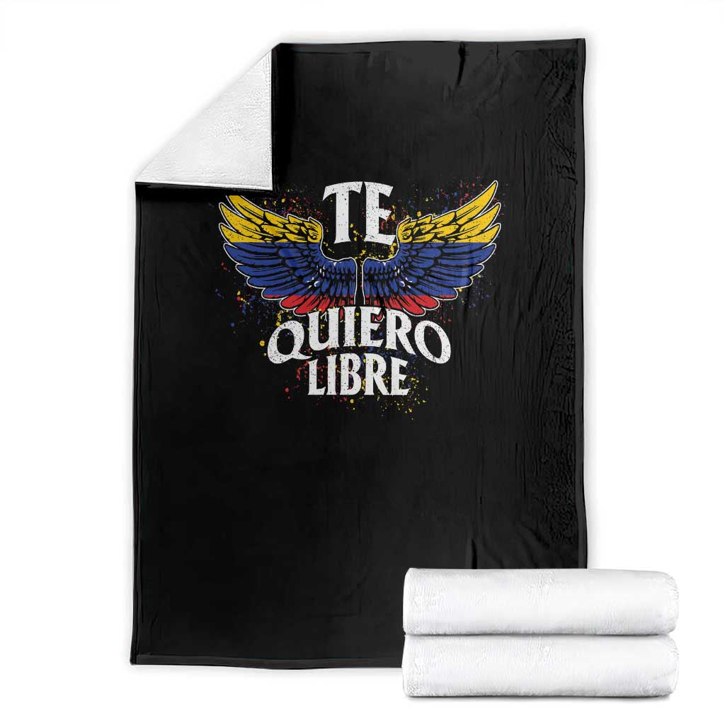 Venezuelan Pride Throw Blanket Te Quiero Libre Venezuela Flag Wings TS11 Black Print Your Wear