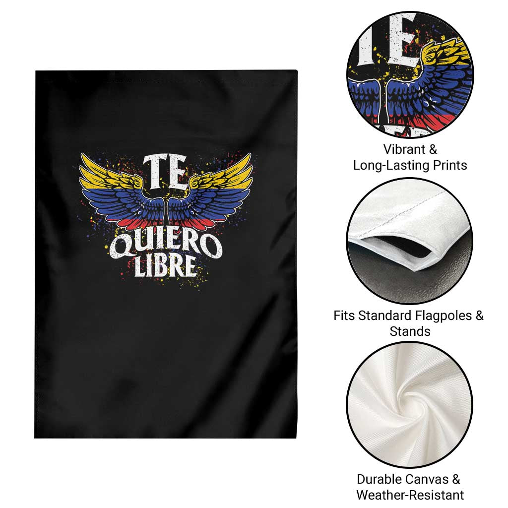 Venezuelan Pride Garden Flag Te Quiero Libre Venezuela Flag Wings TS11 Print Your Wear