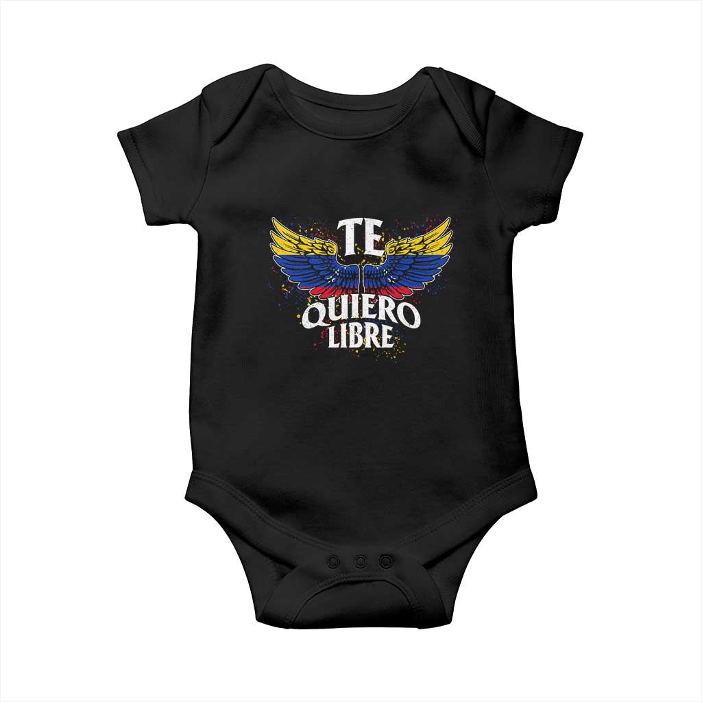 Venezuelan Pride Baby Onesie Te Quiero Libre Venezuela Flag Wings TS11 Black Print Your Wear