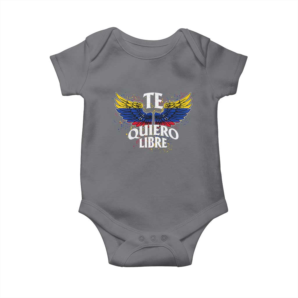 Venezuelan Pride Baby Onesie Te Quiero Libre Venezuela Flag Wings TS11 Charcoal Print Your Wear