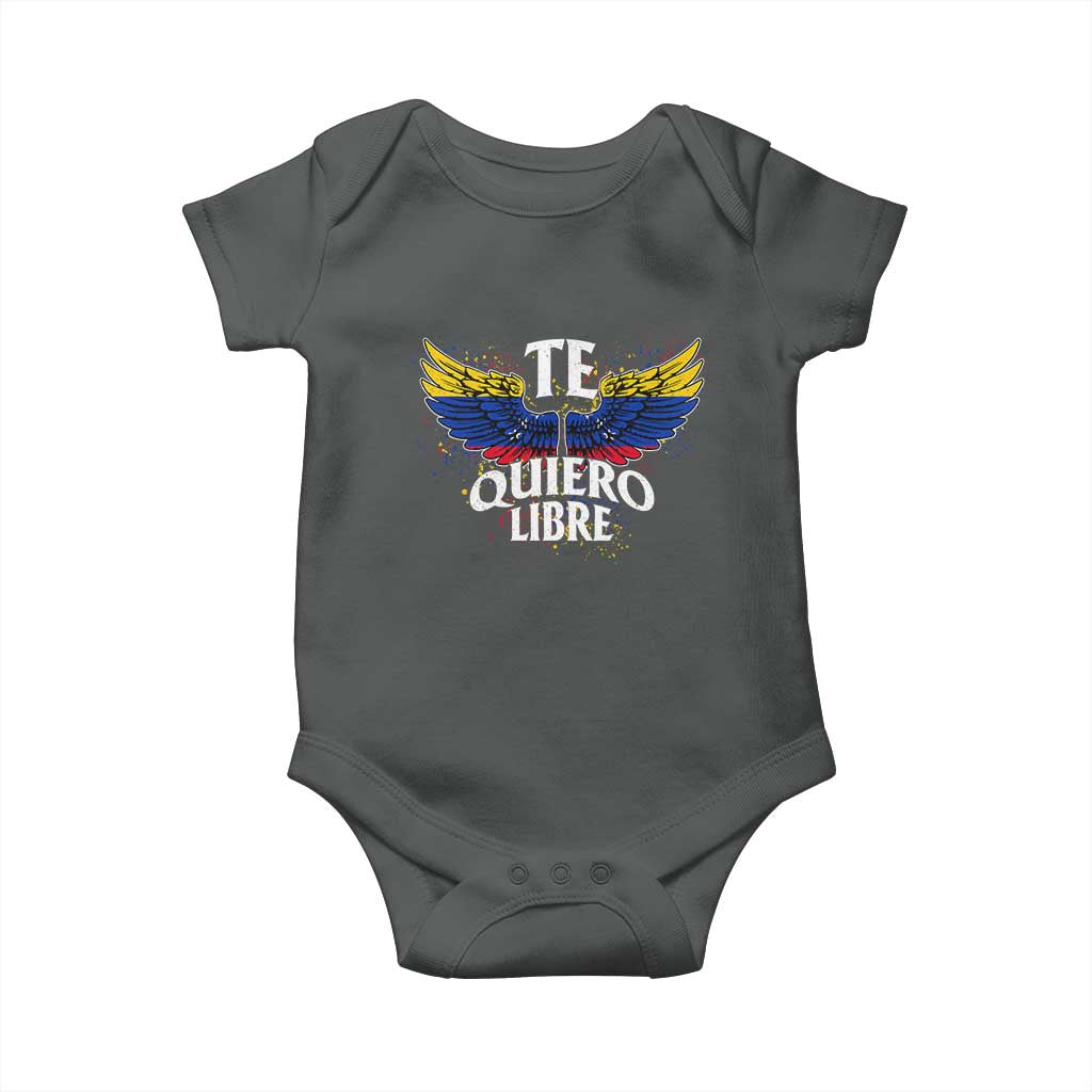 Venezuelan Pride Baby Onesie Te Quiero Libre Venezuela Flag Wings TS11 Dark Heather Print Your Wear