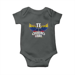 Venezuelan Pride Baby Onesie Te Quiero Libre Venezuela Flag Wings TS11 Dark Heather Print Your Wear
