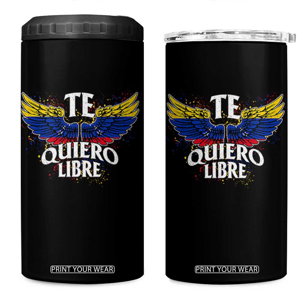 Venezuelan Pride 4 in 1 Can Cooler Tumbler Te Quiero Libre Venezuela Flag Wings TS11 One Size: 16 oz Black Print Your Wear