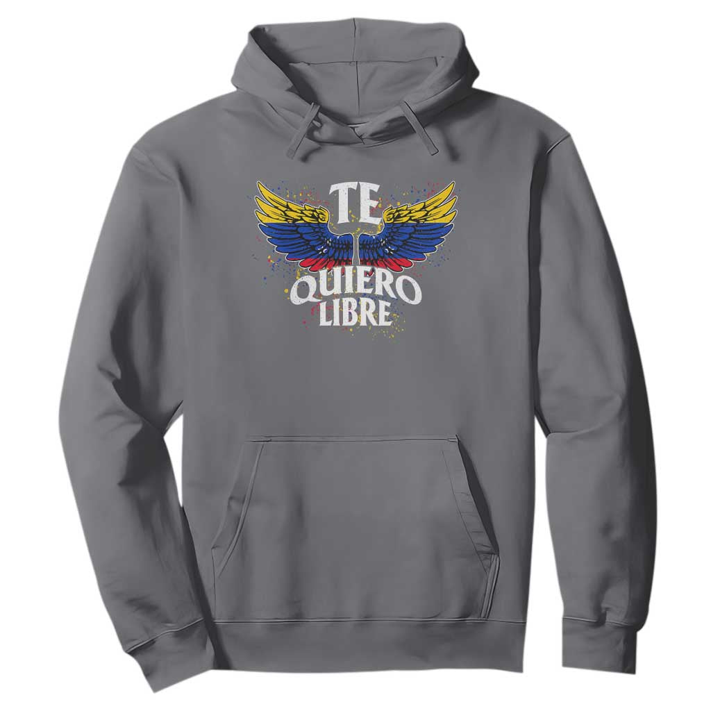 Venezuelan Pride Hoodie Te Quiero Libre Venezuela Flag Wings TS11 Charcoal Print Your Wear