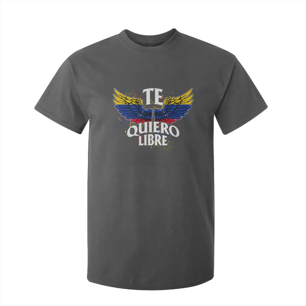 Venezuelan Pride T Shirt For Kid Te Quiero Libre Venezuela Flag Wings TS11 Dark Heather Print Your Wear