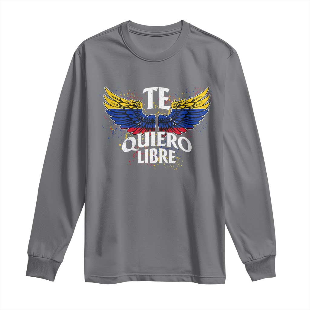 Venezuelan Pride Long Sleeve Shirt Te Quiero Libre Venezuela Flag Wings TS11 Charcoal Print Your Wear
