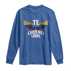 Venezuelan Pride Long Sleeve Shirt Te Quiero Libre Venezuela Flag Wings TS11 Royal Blue Print Your Wear