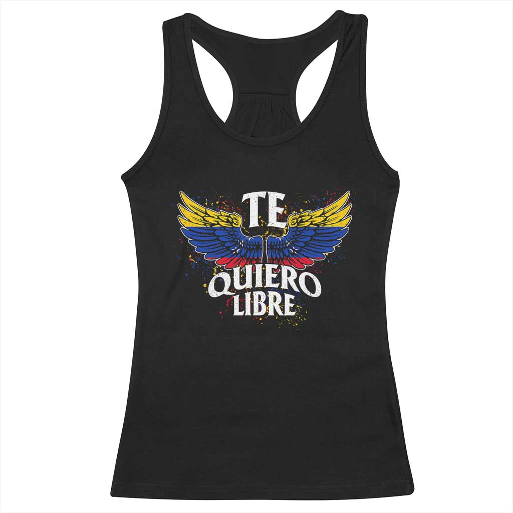Venezuelan Pride Racerback Tank Top Te Quiero Libre Venezuela Flag Wings TS11 Black Print Your Wear
