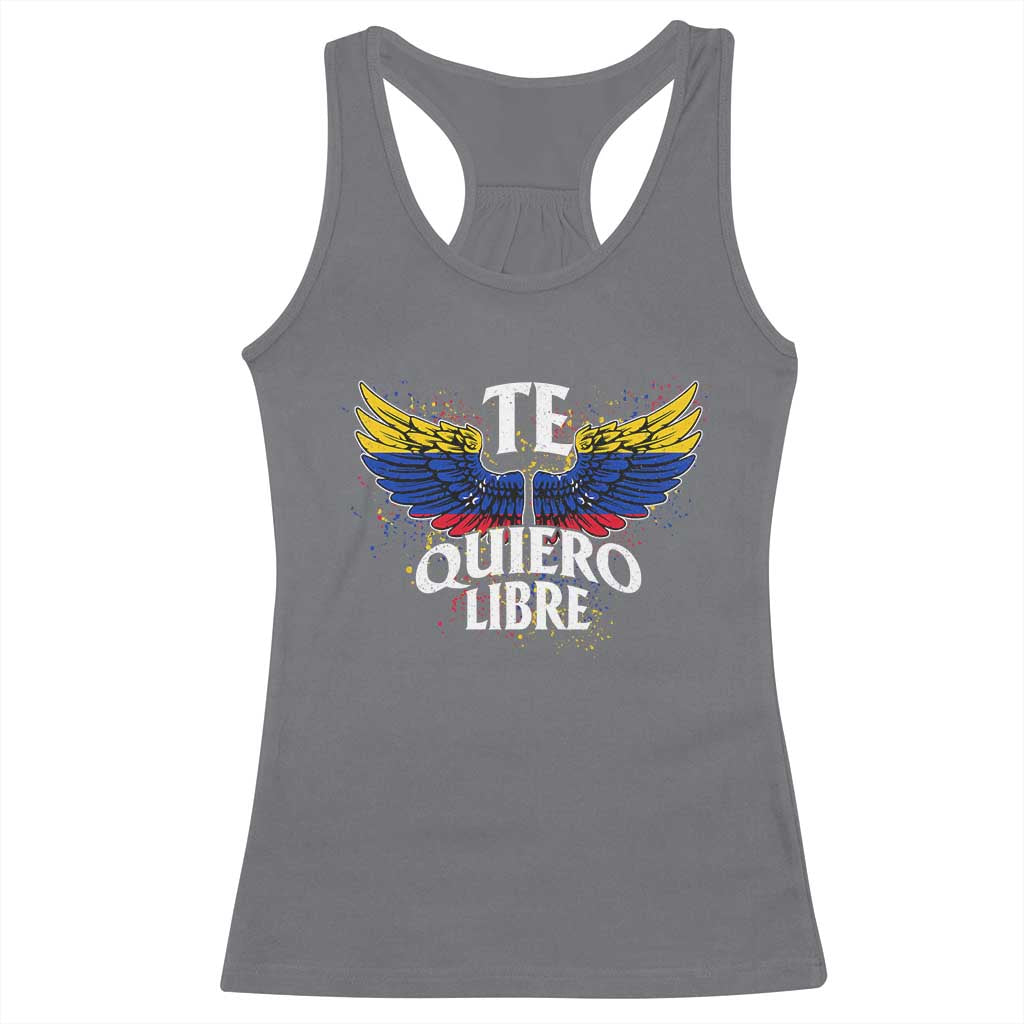 Venezuelan Pride Racerback Tank Top Te Quiero Libre Venezuela Flag Wings TS11 Charcoal Print Your Wear