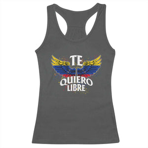 Venezuelan Pride Racerback Tank Top Te Quiero Libre Venezuela Flag Wings TS11 Dark Heather Print Your Wear