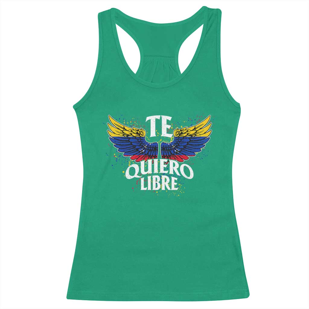 Venezuelan Pride Racerback Tank Top Te Quiero Libre Venezuela Flag Wings TS11 Irish Green Print Your Wear