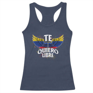 Venezuelan Pride Racerback Tank Top Te Quiero Libre Venezuela Flag Wings TS11 Navy Print Your Wear