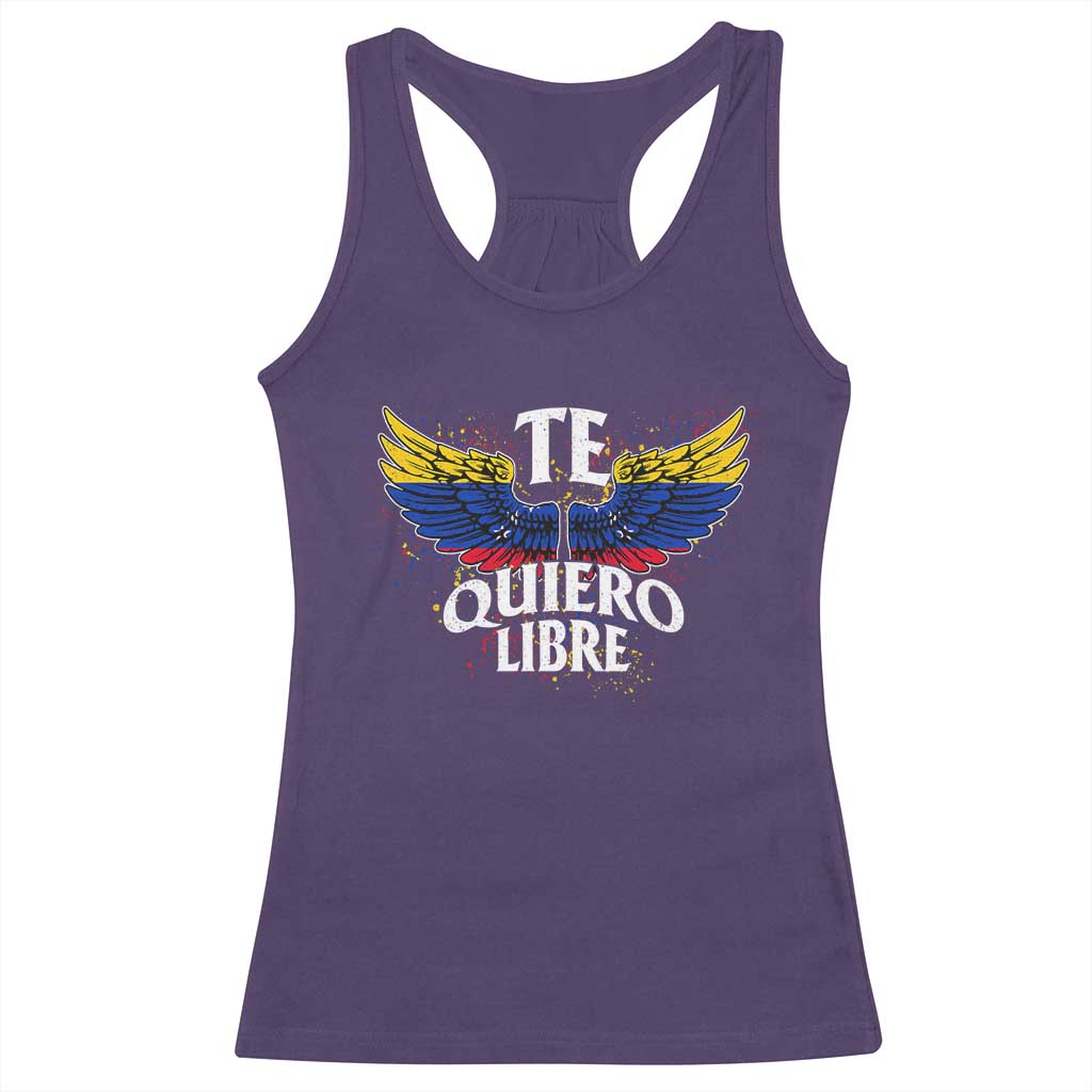 Venezuelan Pride Racerback Tank Top Te Quiero Libre Venezuela Flag Wings TS11 Purple Print Your Wear