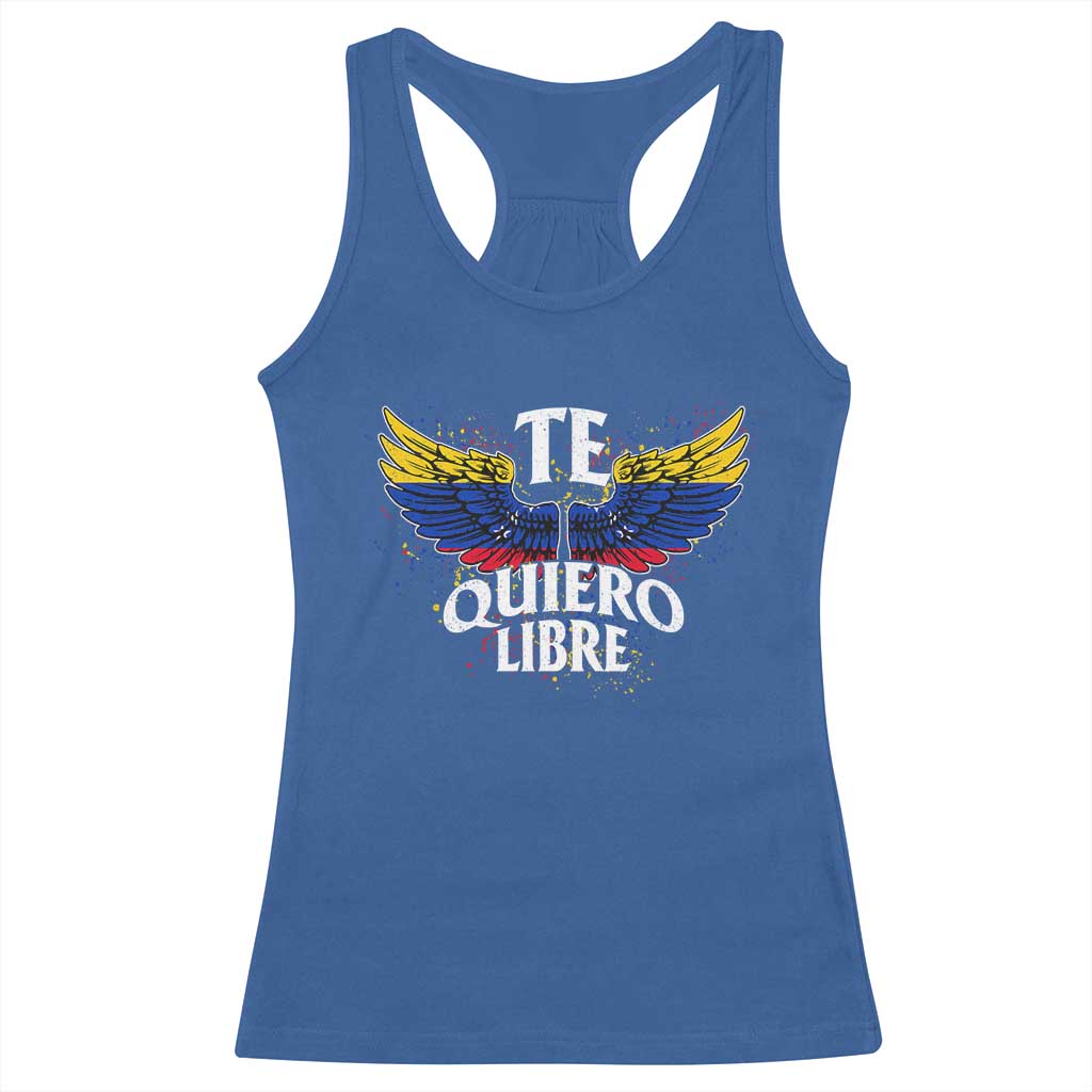 Venezuelan Pride Racerback Tank Top Te Quiero Libre Venezuela Flag Wings TS11 Royal Blue Print Your Wear