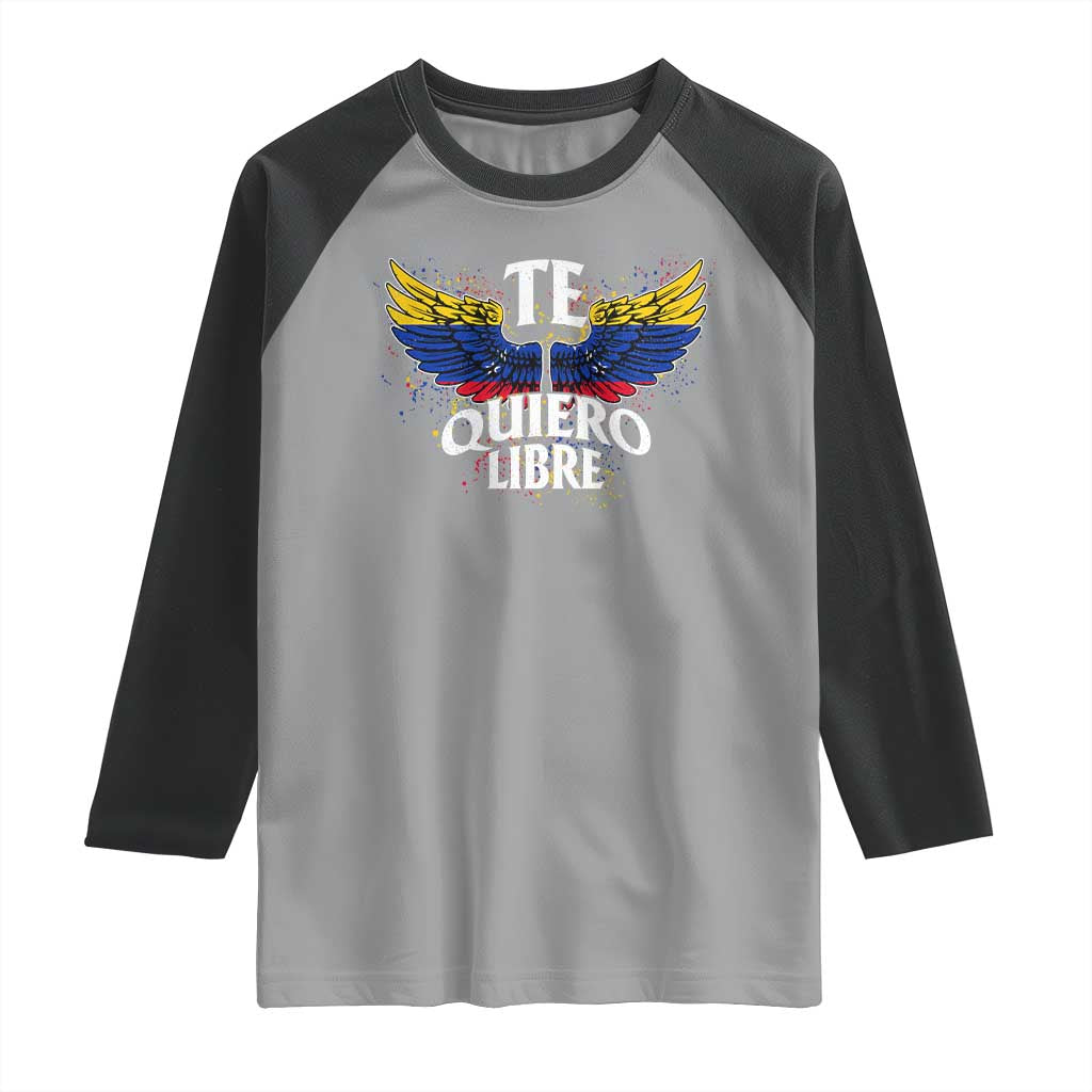 Venezuelan Pride Raglan Shirt Te Quiero Libre Venezuela Flag Wings TS11 Sport Gray Black Print Your Wear