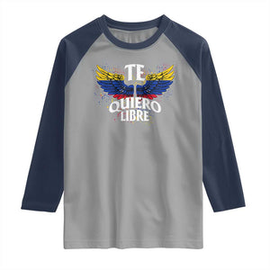 Venezuelan Pride Raglan Shirt Te Quiero Libre Venezuela Flag Wings TS11 Sport Gray Navy Print Your Wear