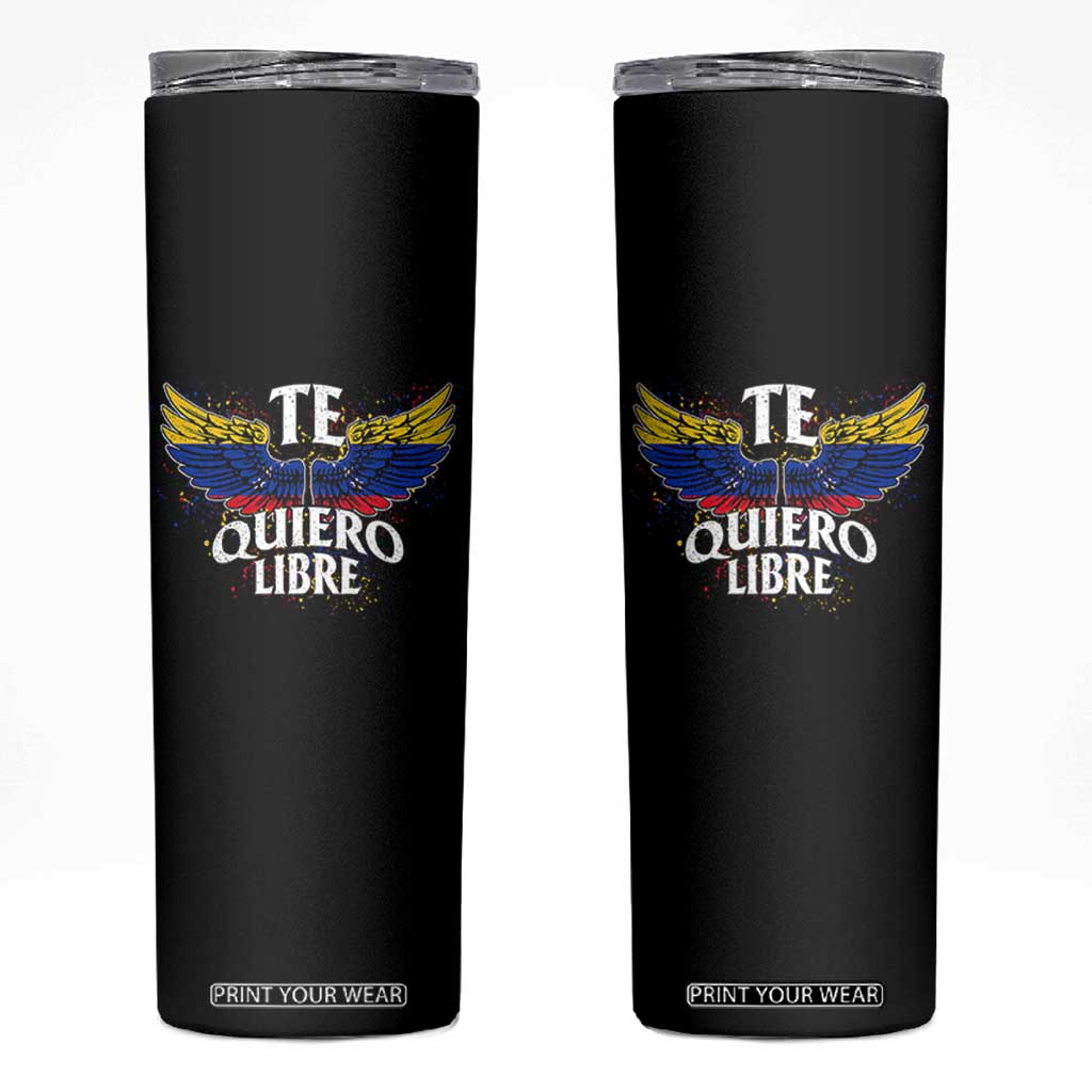 Venezuelan Pride Skinny Tumbler Te Quiero Libre Venezuela Flag Wings TS11 Black Print Your Wear