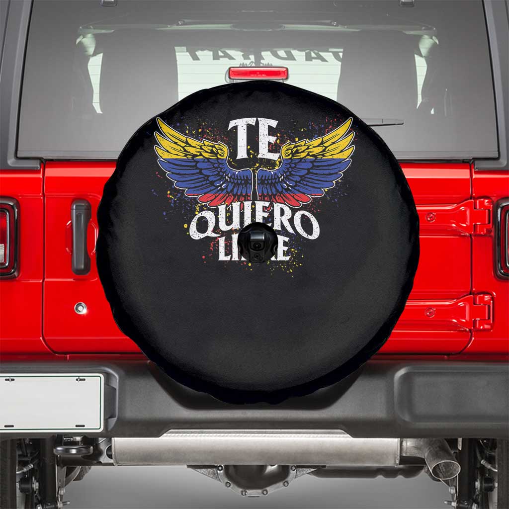 Venezuelan Pride Spare Tire Cover Te Quiero Libre Venezuela Flag Wings TS11 Black Print Your Wear