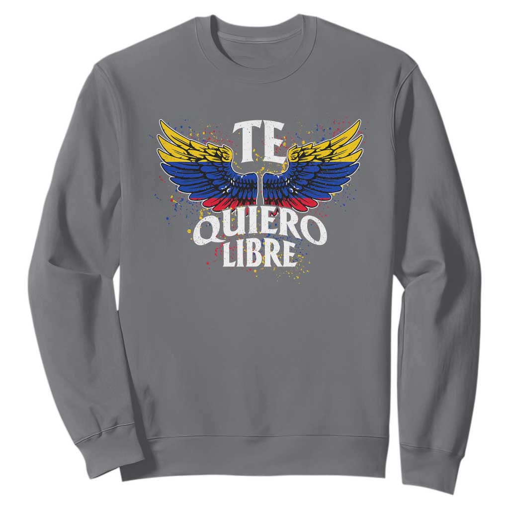 Venezuelan Pride Sweatshirt Te Quiero Libre Venezuela Flag Wings TS11 Charcoal Print Your Wear