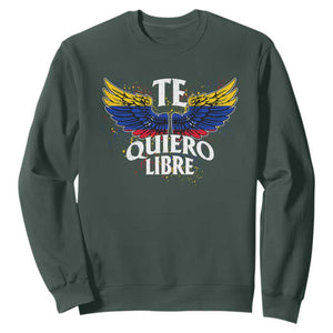Venezuelan Pride Sweatshirt Te Quiero Libre Venezuela Flag Wings TS11 Dark Forest Green Print Your Wear