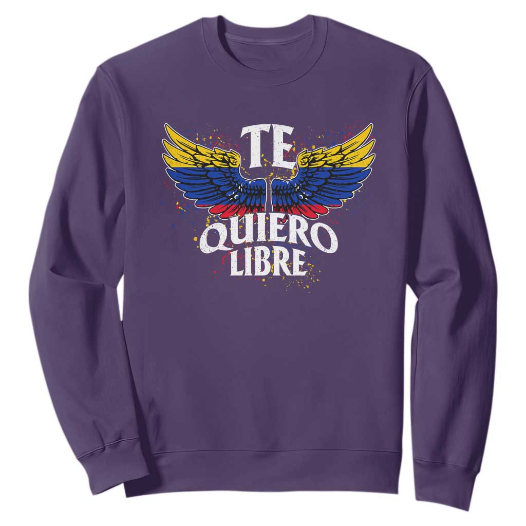 Venezuelan Pride Sweatshirt Te Quiero Libre Venezuela Flag Wings TS11 Purple Print Your Wear