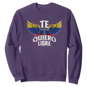 Venezuelan Pride Sweatshirt Te Quiero Libre Venezuela Flag Wings TS11 Purple Print Your Wear