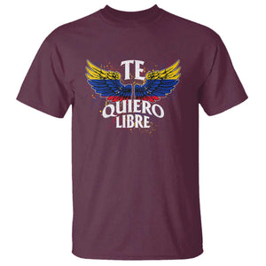 Venezuelan Pride T Shirt Te Quiero Libre Venezuela Flag Wings TS11 Maroon Print Your Wear