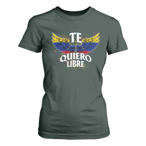 Venezuelan Pride T Shirt For Women Te Quiero Libre Venezuela Flag Wings TS11 Dark Forest Green Print Your Wear