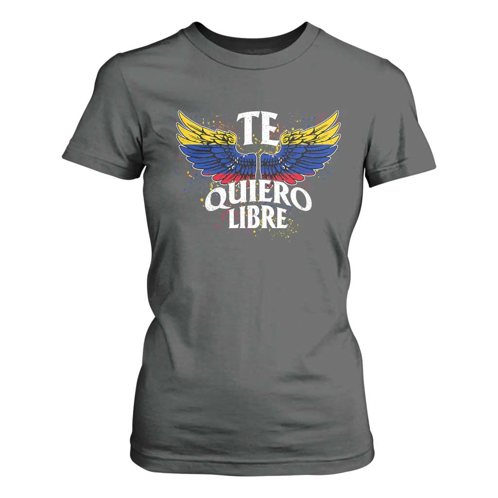 Venezuelan Pride T Shirt For Women Te Quiero Libre Venezuela Flag Wings TS11 Dark Heather Print Your Wear