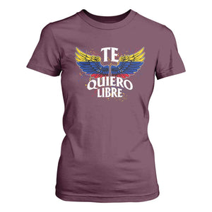 Venezuelan Pride T Shirt For Women Te Quiero Libre Venezuela Flag Wings TS11 Maroon Print Your Wear
